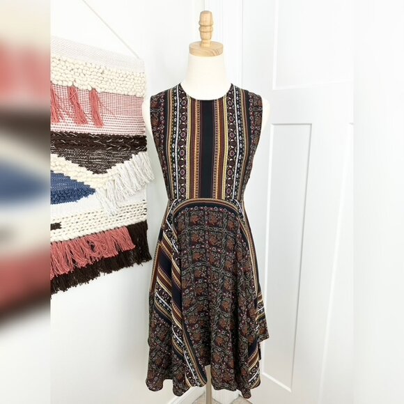 A.L.C. Hartmann Scarf Print Sleeveless Asymmetric Silk Dress Black Size 2 - Picture 2 of 12